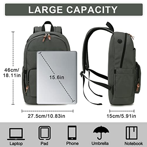 RAVUO School Backpack for Men Women, Water Resistant 15.6 inch Laptop Bag College Bookbag Casual Daypack Travel Rucksack - color: Grey
