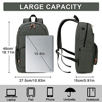 RAVUO School Backpack for Men Women, Water Resistant 15.6 inch Laptop Bag College Bookbag Casual Daypack Travel Rucksack - color: Grey