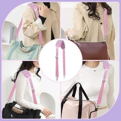 60 Inch Shoulder Strap with Removable Ultra-Thick Pad，Adjustable Buckles and Metal Hooks - color: Pink