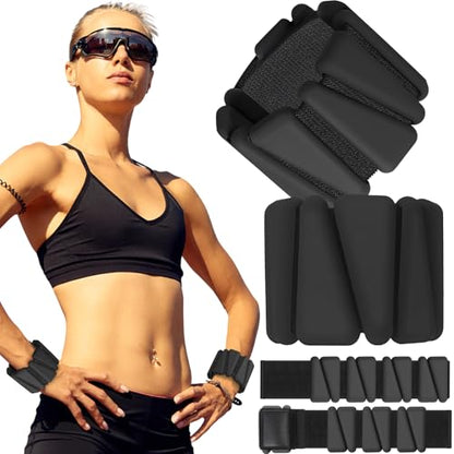 Vinsot Pilates 2Lbs Each(Set of 4) Wrist Ankle Weights for Women, Wearable Arm Leg, Adjustable Weighted Wristbands Arm Leg Weights Suitable for Walking Swimming Running Yoga Gym - color: Black