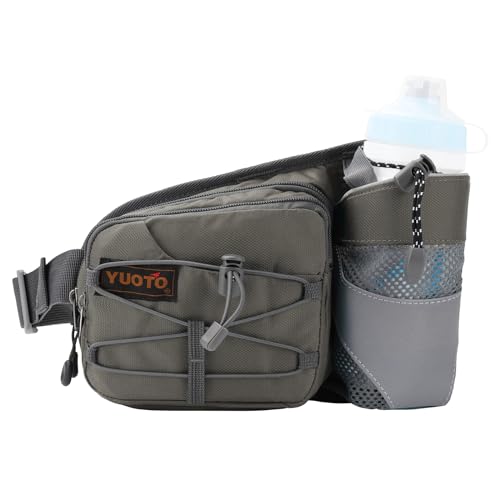 Waist Pack with Water Bottle Holder for Running Walking Hiking Fanny Pack Hydration Belt - color: Grey