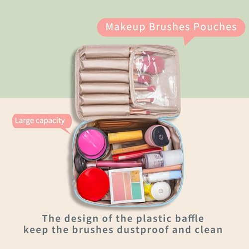 Queboom Travel Makeup Bag Cosmetic Bag Makeup Bag Toiletry bag for women and men (Blue) - color: Blue