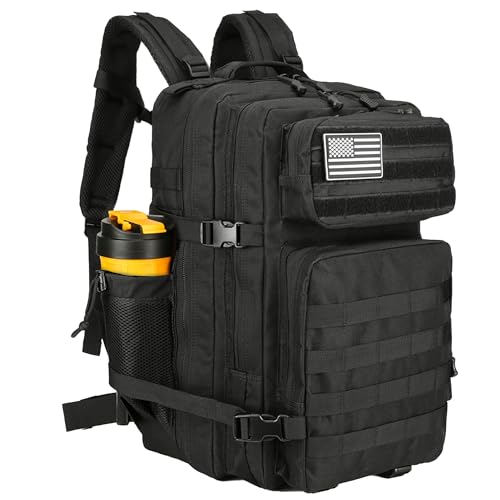 Lovelinks21 45L Tactical Assault Backpack 3 day assault pack with Molle Waterproof backpack Rucksack for Tactical Backpacks (Black-2) - color: Black-2