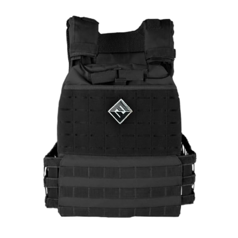 F&F STEEL Adjustable Weighted Vest & Plates - Strength, Edurance, Running, Hiking, Rucking, Fitness WODs - color: Black Vest