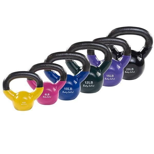 Body-Solid Vinyl Coated Kettlebells with Kettle Grip Handles, Perfect Kettlebells for Weight Training and Core Workout Exercise Equipments - style: 12lbs.