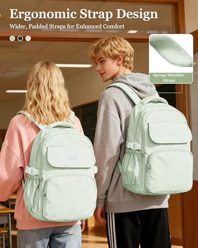 Aesthetic College Backpacks For Women Men,Waterproof High School Back pack,Kawaii Backpack For Teens Girls Boys,Student Latop Travel Backpack(Mint Green) - color: A3-mintgreen