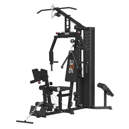 SPART Home Gym Station,Multifunctional Home Gym Workout Equipment,with 160LBS Weight Stack for Leg Press & Chest Fly, All in One Exercise Equipment Full Body Strength Training with Pulley System - color: Black, style: Steel Cover