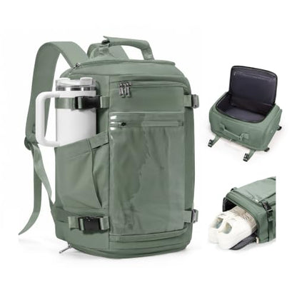 coofay Travel Backpack for Women Men, Carry on Backpack for Airplanes - color: Olive Green
