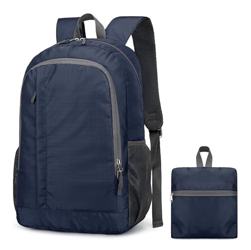 Ultra Lightweight-Packable-Hiking-Backpack Foldable Travel Camping Daypack Casual Outdoor Water-resistant 25L Backpacks (Dark Blue) - color: Dark Blue