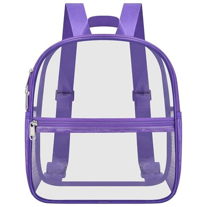 Oraben Clear Backpack Stadium Approved, 12 x 6 x 11 in, Small Transparent Backpack for Concerts, Sports Events, Festivals, Travel, Waterproof PVC, Adjustable Straps, Women Men - color: Purple, style: Nylon Shoulder Straps
