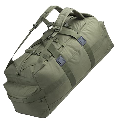 Large Military Duffle Bag Backpack Tactical Field Gear Equipment Duffel Bag Army Deployment Bag 85L - color: Olive Drab