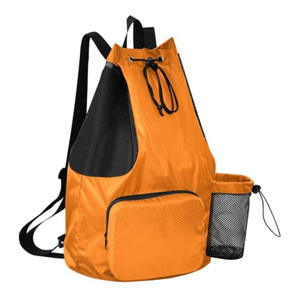 Sun Orange Gym Bag Backpack Gym Bag with Water Bottle Holder, 12.6" x 8.2" x 18.5" - color: Sun Orange