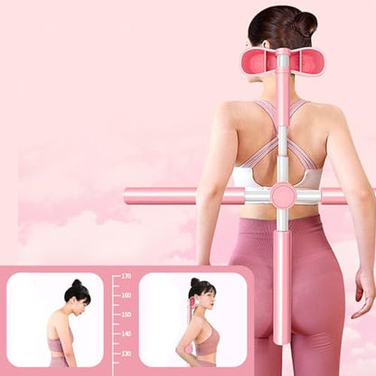 Back Stretcher Stick, Full Frame Mobility Pole, Range Control Using Support Bar, Controlled Movement Conditioning Device, Rehab Pole with T Shape, Training Gear for Sports Studios - color: rose