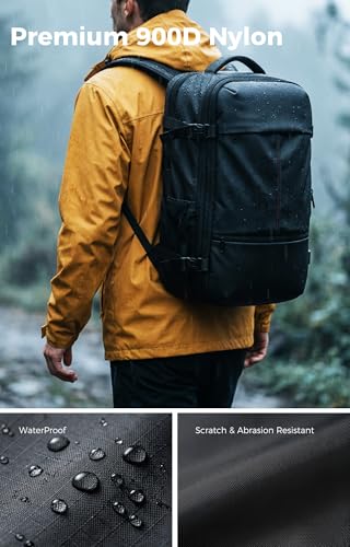 IKYWT 80L Vacuum Seal Travel Backpack with Compression System | Expandable, 5kPa High Power Pump, 17” Laptop Compartment, TSA Lock, Water-Resistant - color: Black