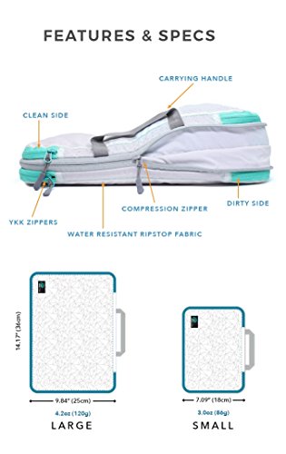 Acteon Compression Packing Cubes - 2 Pack Clean Dirty Separate Zipper - Lightweight Travel Packing Cubes for Luggage - Suitcase Organizer Travel Cubes - Large Small Laundry for Clothes Shoes Makeup - color: Concourse