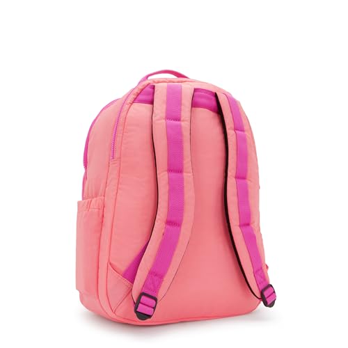 Kipling Women's Seoul Extra Large 17" Laptop Backpack, Durable, Roomy with Padded Shoulder Straps, Built-In Protective Sleeve - color: Pink Burst, size: 13.5''L x 17.75''H x 9''D