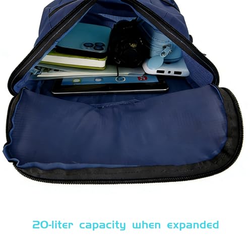 Portable Folding Backpack, Travel Hiking Backpack, Light and Compact, Waterproof and Durable, Super Large Capacity, Outdoor Camping, Travel Storage, Daily Use (Dark Blue)