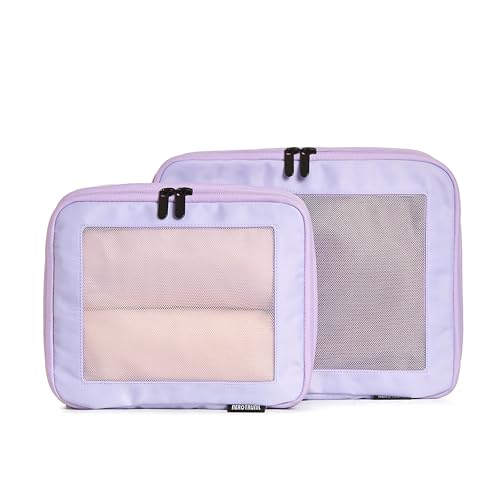Aerotrunk Compression Packing Cubes for Travel - Luggage Organizer Bags - Double Zipper Packing Cubes for Suitcases (2-Pack, Purple) - color: Purple, size: 2-Pack