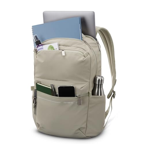 Samsonite Better Than Basic Backpack - Dedicated Laptop Compartment, Quick Stash Front Pockets and Lightweight Breathable Airmesh - Limestone Grey - color: Limestone Grey
