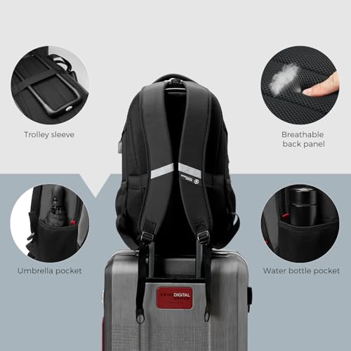 Swissdigital Design Laptop Backpack, Travel Backpack with USB Charging Port Fits 15.6 inches Computer, 31L College School Bookbag for Men, Black/Grey | SD803-02 - color: Grey