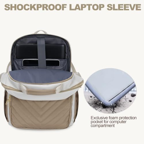 VANKEAN Laptop Backpack for Women (BEIGE-KHAKI, 17.3 Inch) - color: Beige-khaki, size: 17.3 Inch