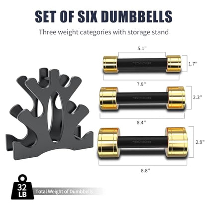 TECHNOAGE Round Dumbbell Sets with Steel Handle, Odorless Neoprene rubber Handle Cover - color: Black-1LB