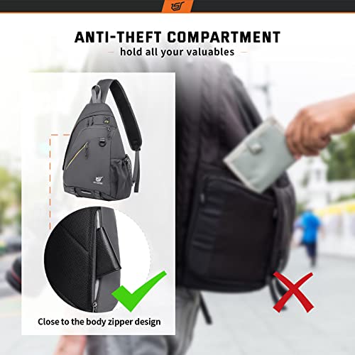 SKYSPER Sling Laptop Bag (Up to 13 Inch) - 18L Crossbody Sling Backpack Travel Shoulder Bag Hiking Daypack for Men Women(Darkgrey) - color: Grey