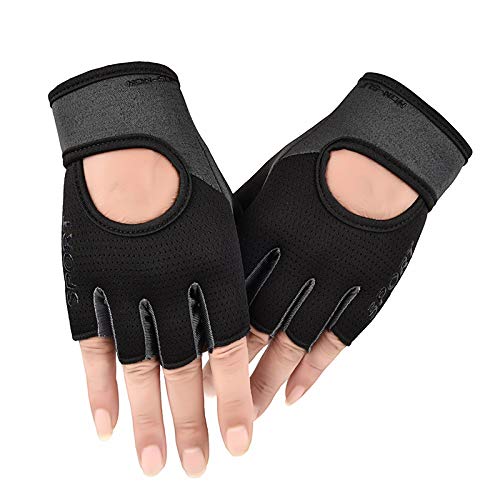 Men Women Workout Gloves Fingerless Weightlifting Anti-Slip Breathable Gym Exercise Gloves for Training Cycling Sports - color: Black