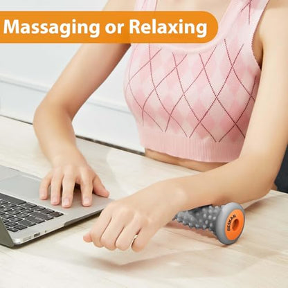 BESKAR Foot Massager Roller for Plantar Fasciitis Relief, Portable Feet Roller to Deep Tissue Muscle Massage, Foot Arch and Heel Pain, Reflexology Tool - color: Grey