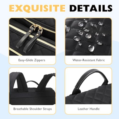 LORADI Lightweight Diaper Bag Backpack, Baby Shower Gifts, Black-gold | Stroller Clips, Insulated Pockets, Water-resistant, Easy to Clean, Durable - color: Black-gold