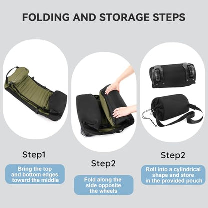 85L 29“ Foldable Rolling Backpack with Wheels, Soft-side Travel Duffle Bag with Separate Shoe Compartment, Full Quilted Bottom,Army Green - color: Army Green