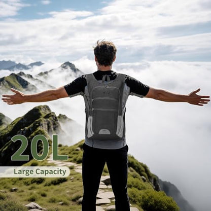 20L Lightweight Hiking Daypack, Foldable Travel Packable Backpack for Men Women for Cycling Camping Outdoor (Black) - color: Black