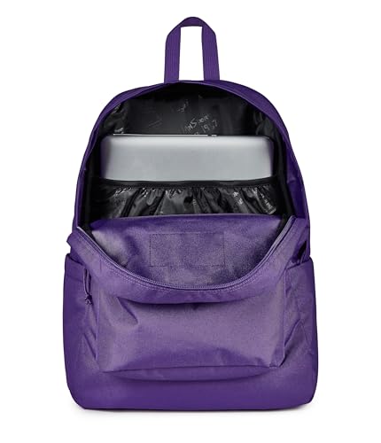 JanSport SuperBreak Plus Backpack with Padded 15-inch Laptop Sleeve and Integrated Bottle Pocket - Spacious and Durable Daypack for Work and Travel, Daydream Contrast Purple/Blue/Purple/Mul - color: Daydream Contrast Purple/Blue/Purple/Mul