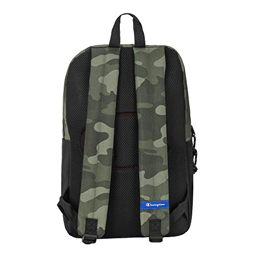 Champion Manuscript Backpack with Padded Adjustable Straps, Water Bottle Pocket for Work, Travel, Daily Use - color: Green Grid Camo