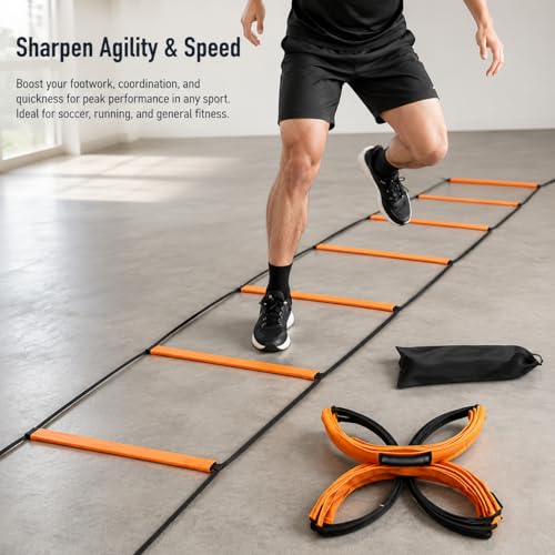 Kids Agility Ladder, Speed Ladder Training for Football & Soccer, 15ft Agility Speed Ladder with Storage Bag, Team Conditioning Equipment, Agility Agility Ladder 10 Grid - style: Agility Agility Ladder 10 Grid
