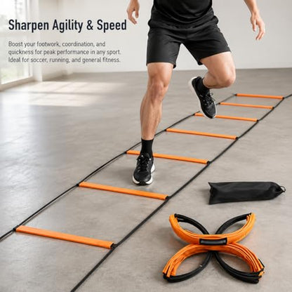 Kids Agility Ladder, Speed Ladder Training for Football & Soccer, 15ft Agility Speed Ladder with Storage Bag, Team Conditioning Equipment, Agility Agility Ladder 10 Grid - style: Agility Agility Ladder 10 Grid