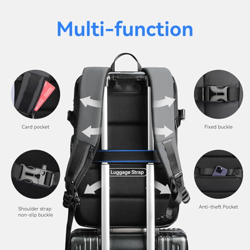 MARK RYDEN Travel Backpack for Men, 40L Airline Approved Carry on Backpack with USB Charging Port, 17.3 Inch Waterproof Business Laptop Backpack - color: Grey
