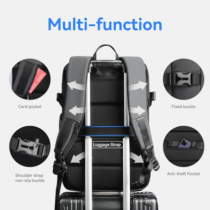 MARK RYDEN Travel Backpack for Men, 40L Airline Approved Carry on Backpack with USB Charging Port, 17.3 Inch Waterproof Business Laptop Backpack - color: Grey