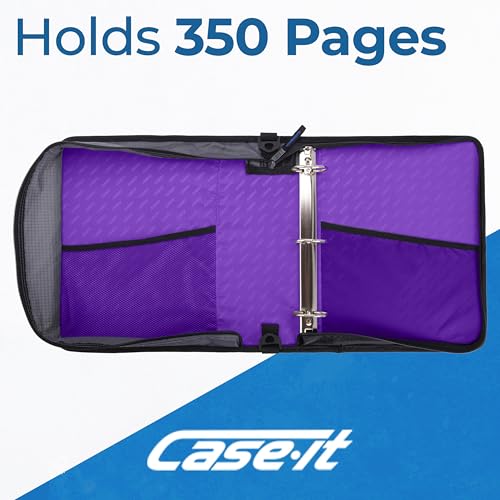 Case-it School Zipper Binder | 2" O-Rings | 350-Sheet | LT-007 Deep Purple - color: Purple/White, size: 1 Pack