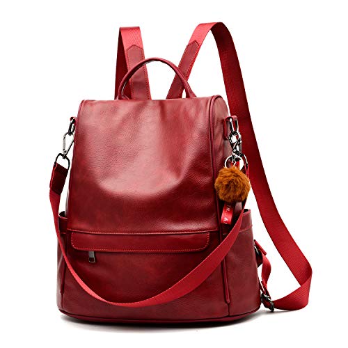 CHERUTY Women Backpack Purse PU Leather Anti-theft Casual Shoulder Bag Fashion Ladies Satchel Bags - color: 1-12 Burgundy, size: Medium