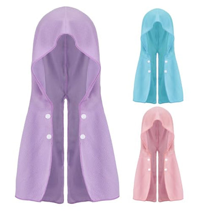 Acostop 3 Pcs Long Lasting Cooling Hoodie Towels for Neck and Face- Absorbent & Quick Drying Cooling Towel Wraps for Women, Sun Protection in Summer Extreme Heat Hot Weather (Blue, Purple, Pink) - color: Blue, Purple, Pink