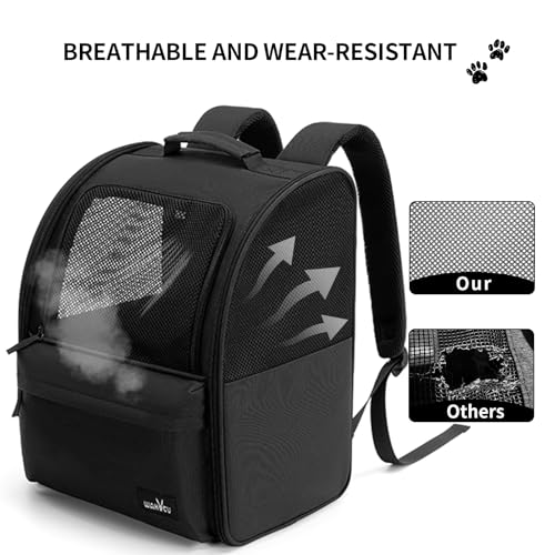 wakytu Cat Carrier Backpack,Steel Wire Frame More Stable,600D Wear-Resistant Oxford Fabric, Dog Carrier Cat Backpacks Suitable for Travel,Black - color: Black
