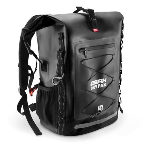 OSAH DRYPAK Waterproof Backpack Dry Bag 35L/55L/85L – Heavy Duty Roll-Top Hiking Backpack for Travel, Kayaking, Boating, Camping, Rafting and Fishing - color: Black, size: 55L