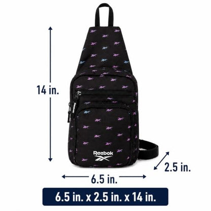 Reebok Unisex Crossbody Bag - Convertible Compact Durable Cross Body Bag for Women and Men - Gym and Travel Essentials, Size One Size, Cosmos Black Ombre - color: Cosmos Black Ombre