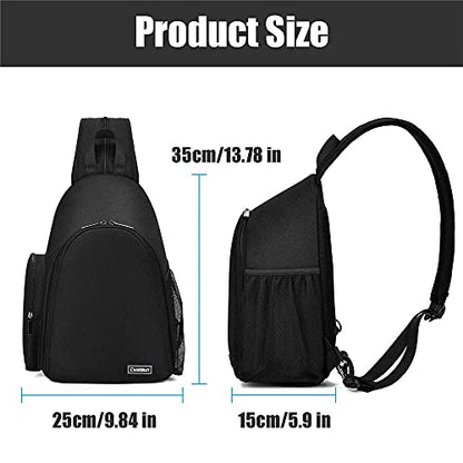 Cwatcun Sling Camera Bag, Camera Shoulder Crossbody Backpack, DSLR/SLR/Mirrorless Camera Case, Shockproof Photography Camera Chest Bag with Tripod Holder, Compatible with Canon/Nikon/Sony/Fuji - color: 1.0 Black