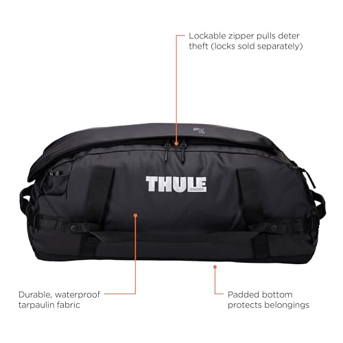 Thule Chasm Duffel bag, Weather-resistant materials, Easy packing, Converts to backpack, Internal pockets, Travel-ready - color: BLACK, size: 70L