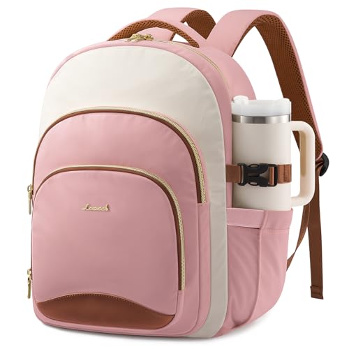 LOVEVOOK Laptop Backpack for Women, 15.6-Inch Work Backpack, Back to School Bookbag for College Student Teen Girls, Casual Personal Item Travel Bag Business Computer Daypack for Teacher Nurse, Gift - color: Beige-pink, size: 15.6 Inch
