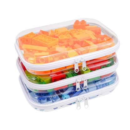 Clear Hard Shell Zipper Case,3PCS Transparent Clear Zipper Pouches,Hard Side Plastic Case Set,Portable Travel Storage Organizer Bins - color: 3PCS-M