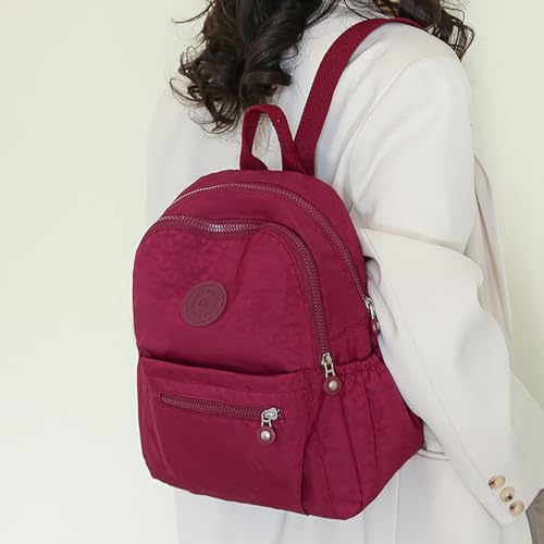 Simple Casual Solid Color Lightweight College Work Backpack Anti Theft Travel Backpack Daypack for Women (Rose Red) - color: Rose Red