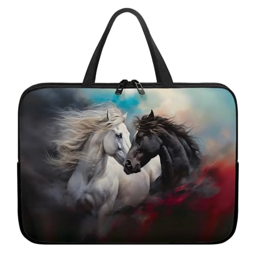 Mumeson 3D Horse Pattern Laptop Bag Protective Case for School Work Travel Portable Computer Laptop Bag Laptop Sleeve Case for Teen Durable Laptop Cover - color: 3d Horse Pattern, size: 12 Inch